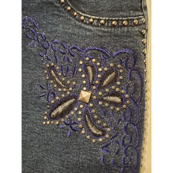 BrazilRoxx Embellished Embroidered Jeans BR 36/US 0 Blue - NEW With Tags - Picture 5 of 12